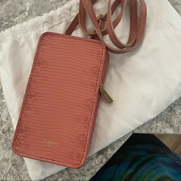 Hammitt Cellphone and card crossbody, pink tile leather with strap and dustbag. - Picture 2 of 8